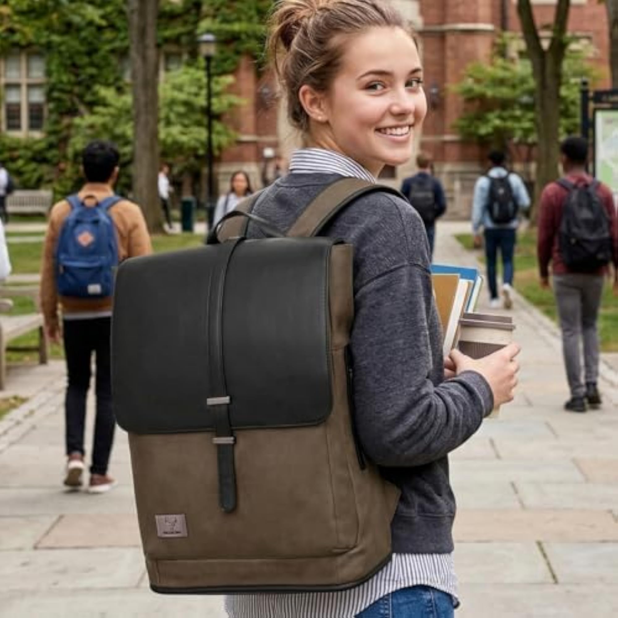 Roll Top Laptop Backpack for Travel, Anti-Theft Smart Backpack